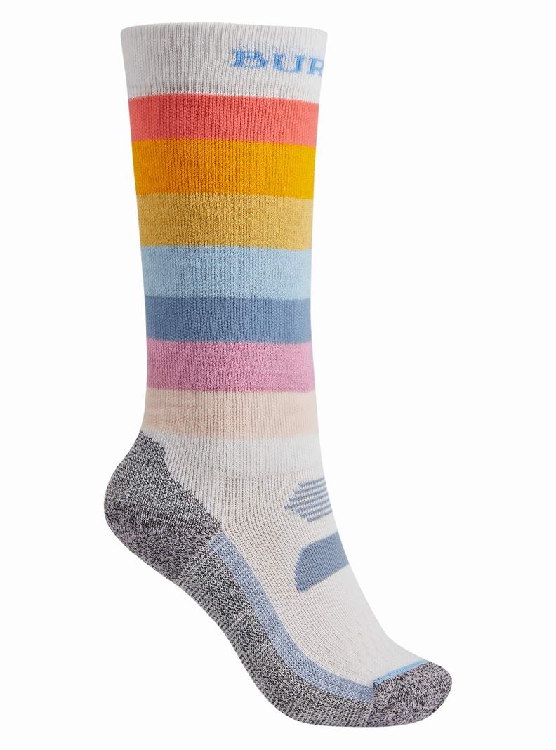 White / Multicolor / Grey Burton Performance Midweight Kids' Socks | EQTJRV708