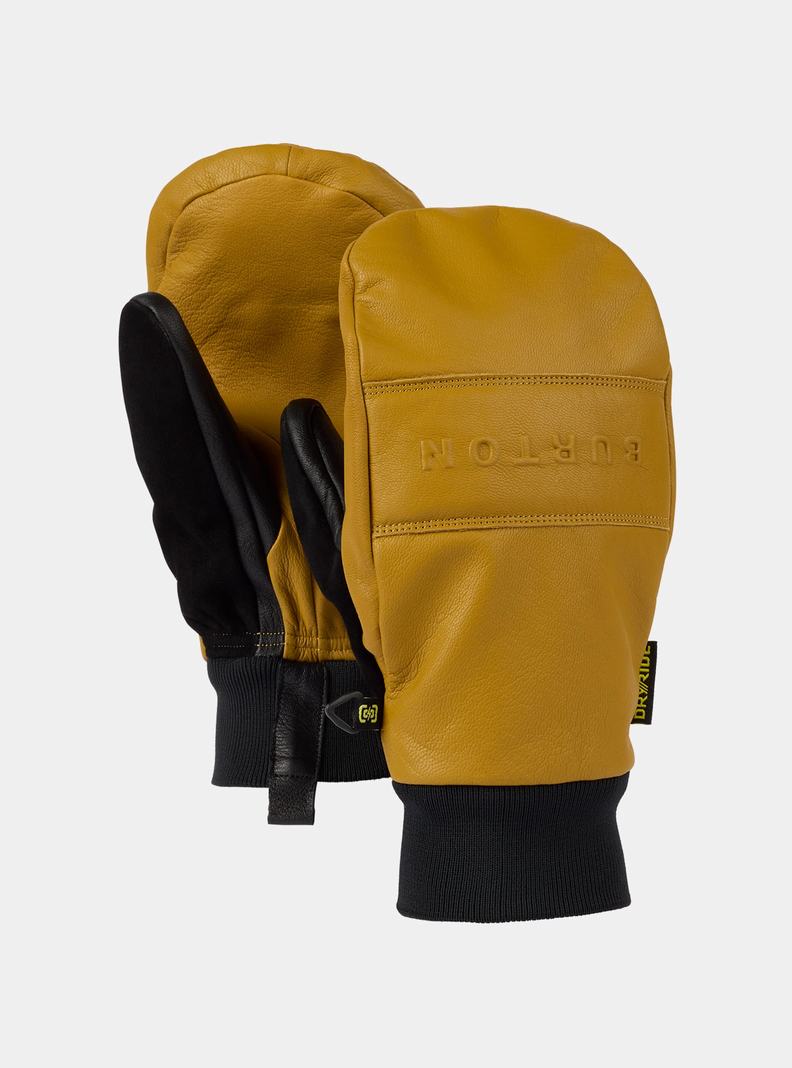 Yellow Burton Treeline Leather Men's Ski Mittens | ECIHKR469