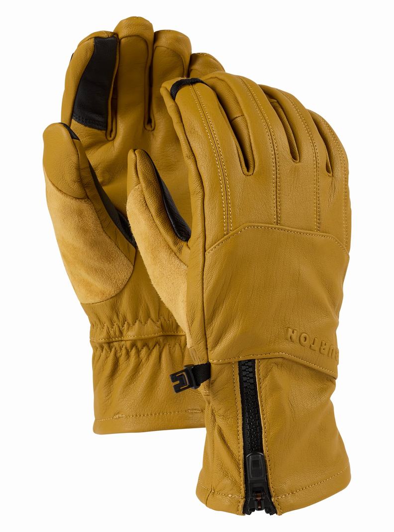 Yellow Burton [ak] Leather Tech Women's Ski Gloves | TBCHSW473