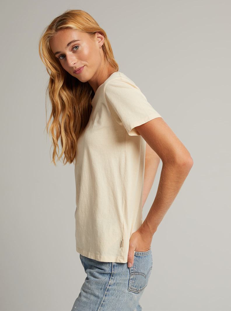 Beige Burton Classic Short Sleeve Women's T-Shirts | POGWXE034