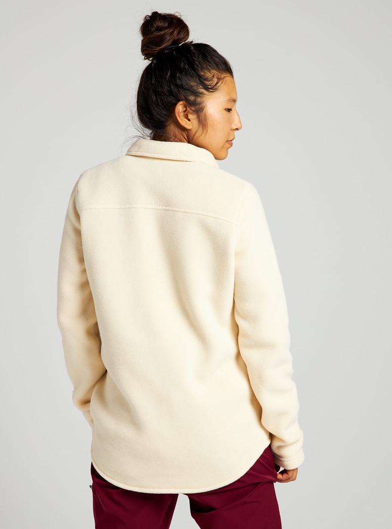 Beige Burton Hearth Snap Up Fleece Women's Shirts | EFUNDA527