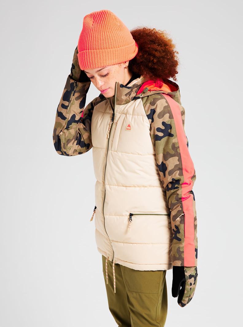 Beige / Olive / Camo Burton Keelan Women's Ski Jackets | AUSXFK083