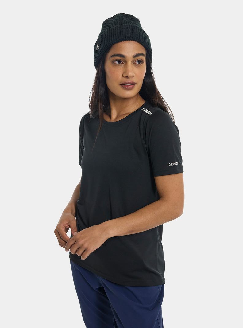 Black Burton Active Short Sleeve Women's T-Shirts | FHZKDE506