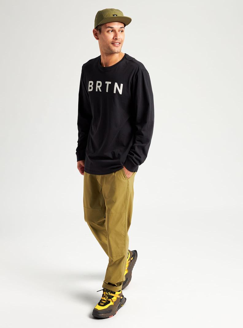 Black Burton BRTN Long Sleeve Men's T-Shirts | NVXFQE910