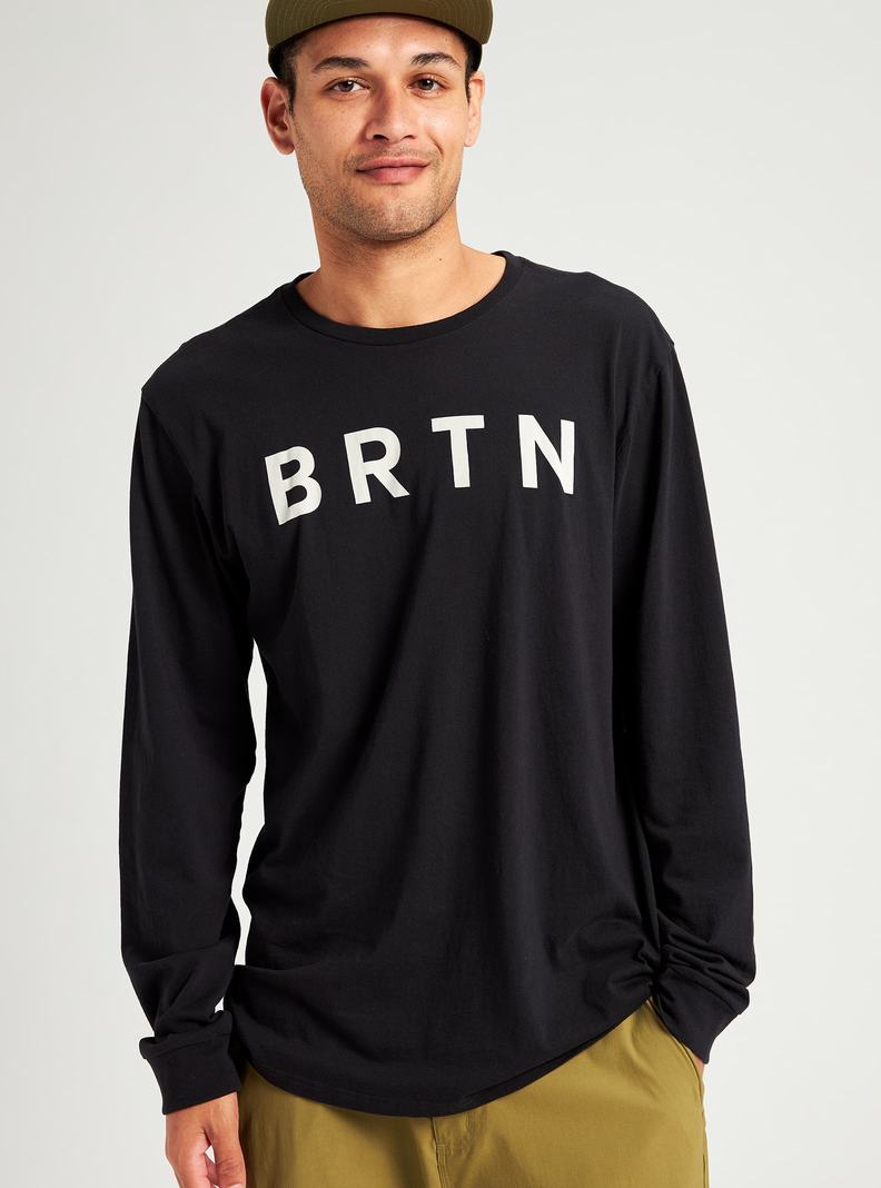 Black Burton BRTN Long Sleeve Men's T-Shirts | NVXFQE910