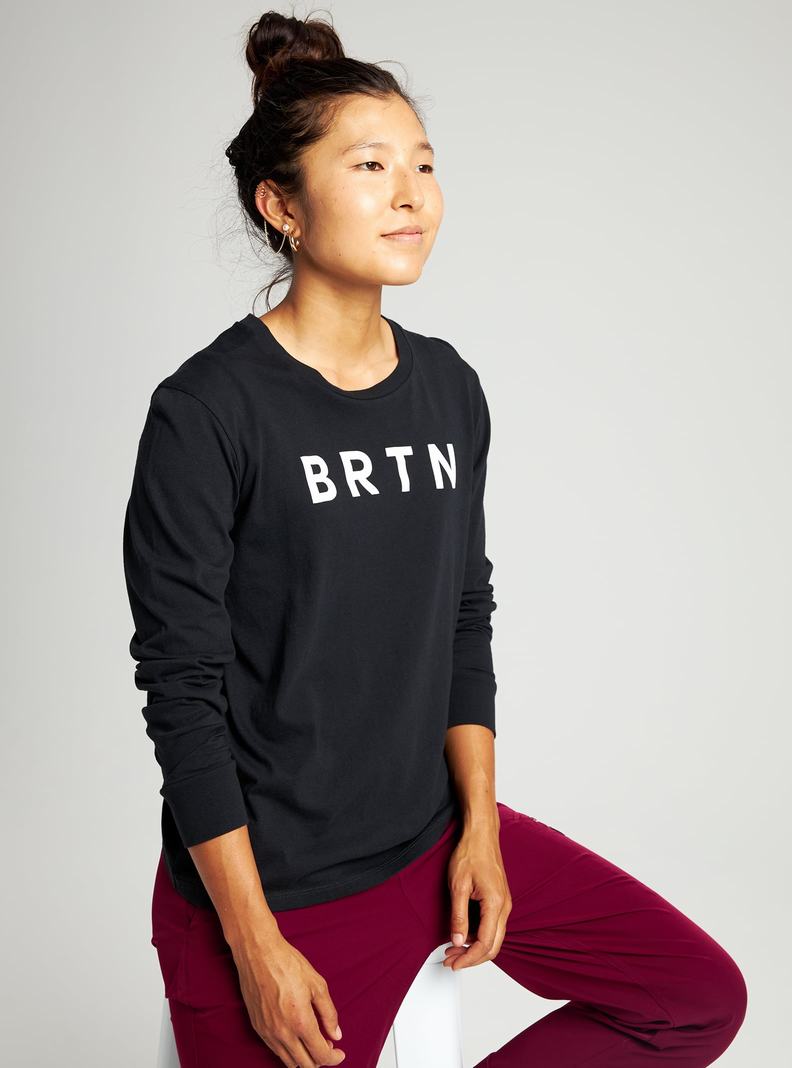 Black Burton BRTN Long Sleeve Women's T-Shirts | BEOYAD261