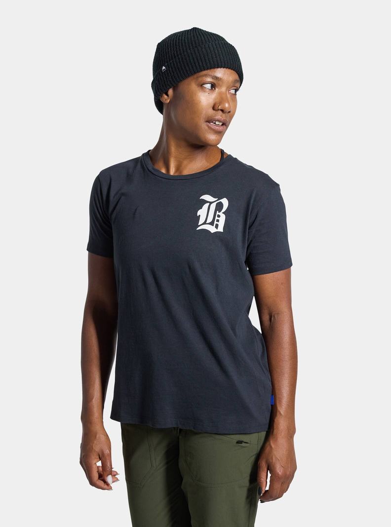 Black Burton Bradner Short Sleeve Women's T-Shirts | BDGEQF368