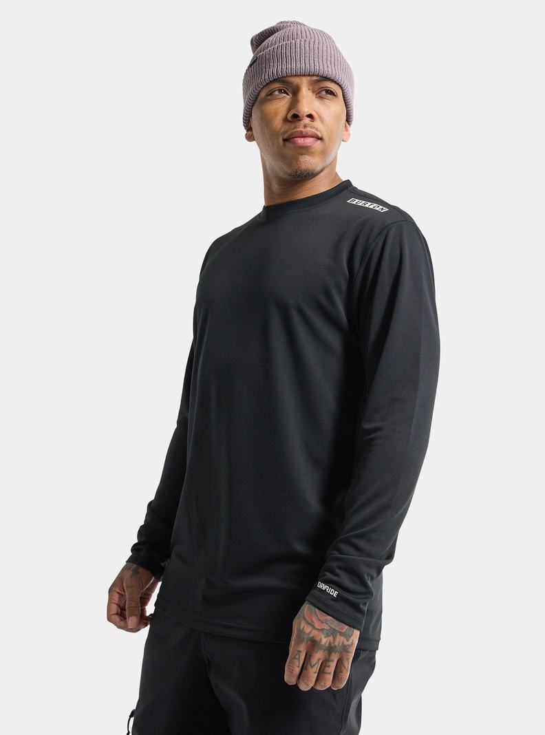 Black Burton Brand Active Long Sleeve Men's Shirts | AHZNWF840