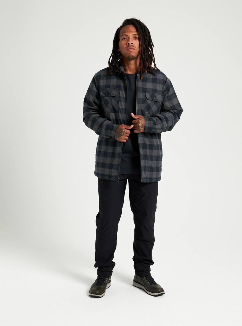 Black Burton Brighton Insulated Flannel Men's Shirts | LSECQH865