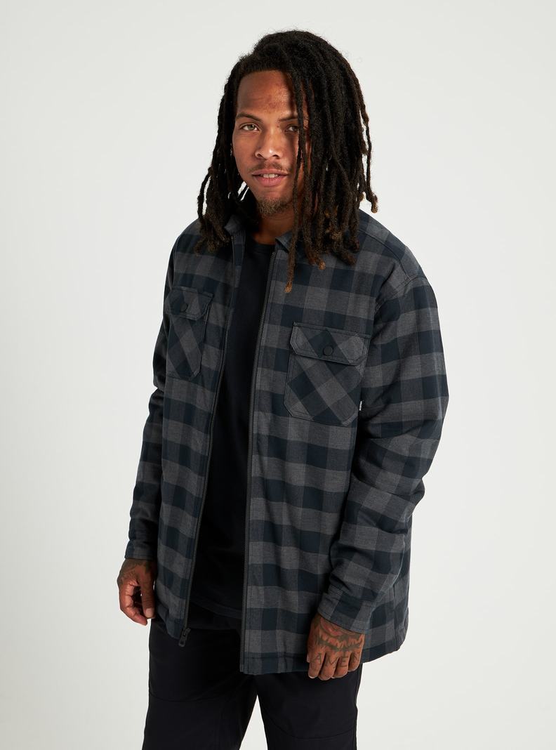 Black Burton Brighton Insulated Flannel Men's Shirts | LSECQH865