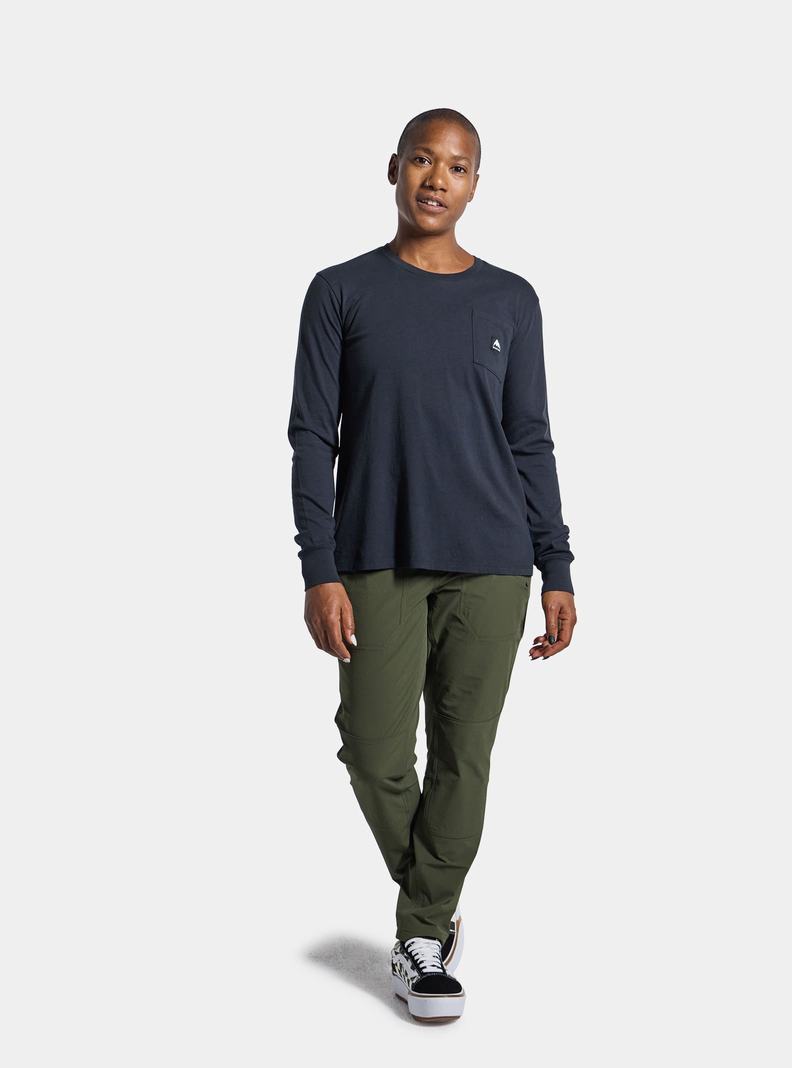 Black Burton Colfax Long Sleeve Women's T-Shirts | MHRZQS846