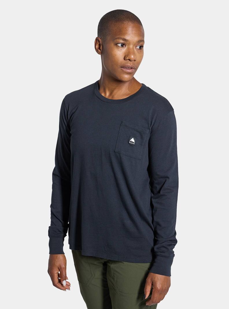 Black Burton Colfax Long Sleeve Women's T-Shirts | MHRZQS846