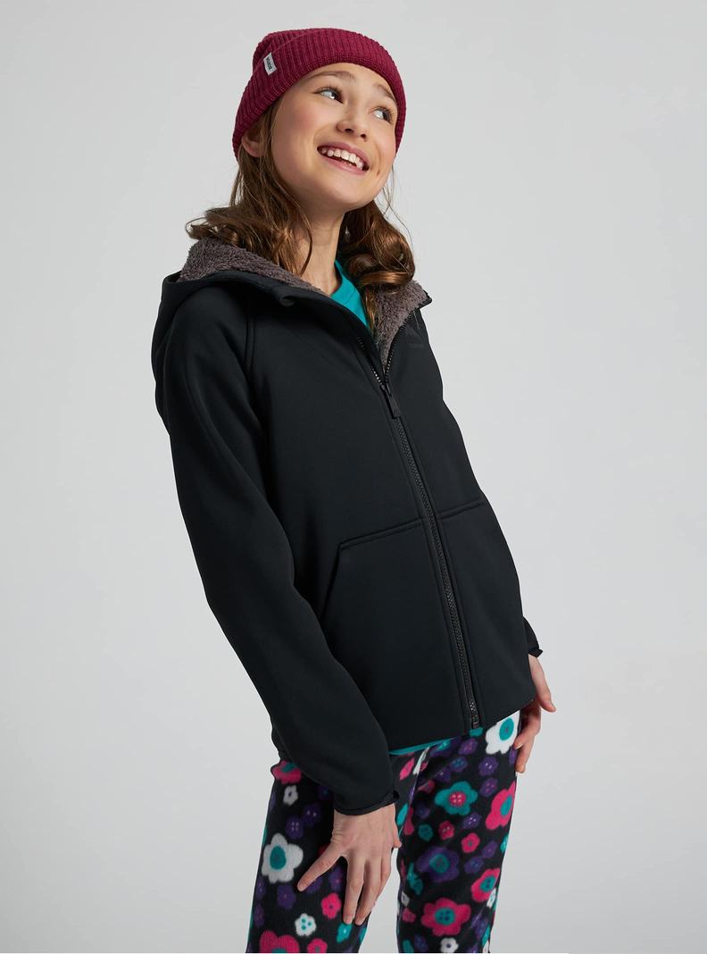 Black Burton Crown Weatherproof Full-Zip Sherpa Fleece Kids' Sweatshirts | KIVWUS526