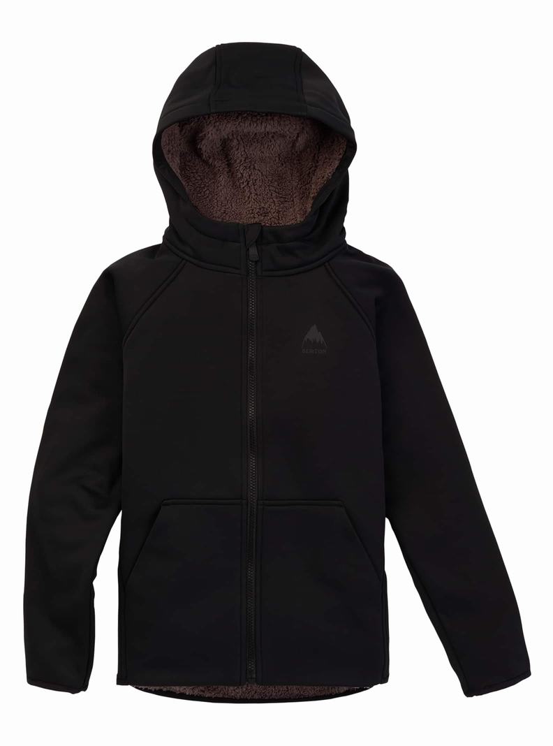 Black Burton Crown Weatherproof Full-Zip Sherpa Fleece Kids\' Sweatshirts | KIVWUS526