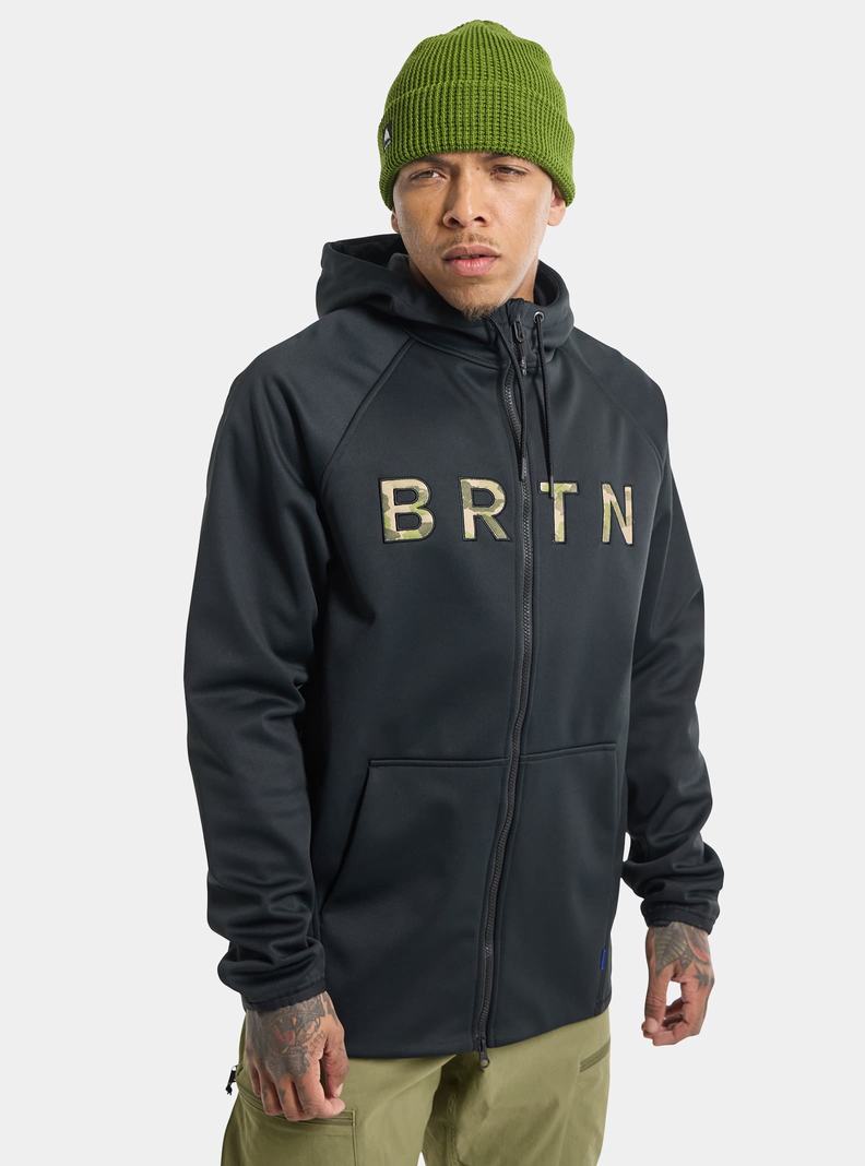 Black Burton Crown Weatherproof Full-Zip Fleece Men's Sweatshirts | KXGHZP651