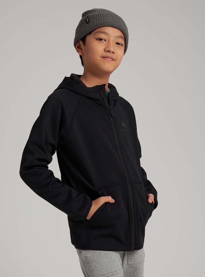 Black Burton Crown Weatherproof Full-Zip Fleece Kids' Sweatshirts | ZNHVBL982