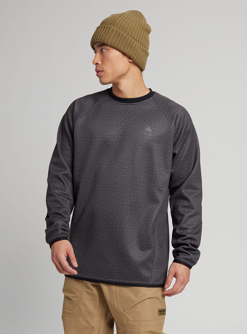 Black Burton Crown Weatherproof Pullover Crew Men's Sweatshirts | DRYZTO150