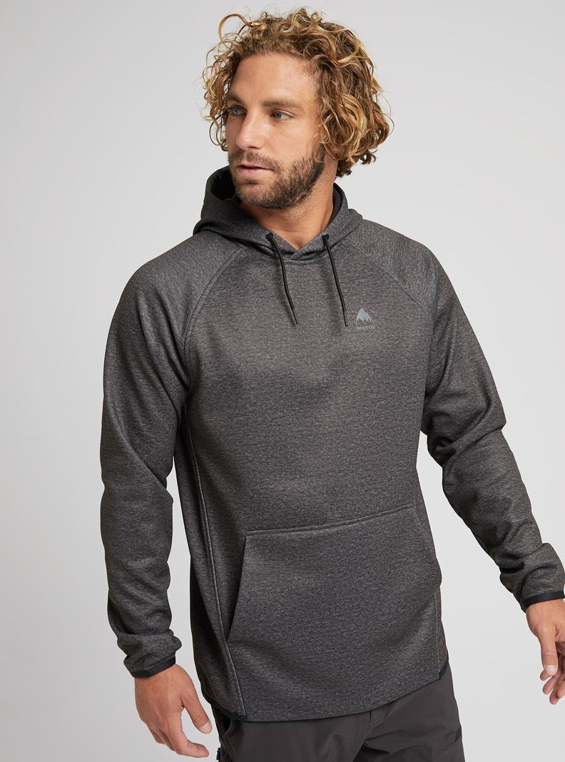 Black Burton Crown Weatherproof Pullover Fleece Men's Sweatshirts | RVSGQB869