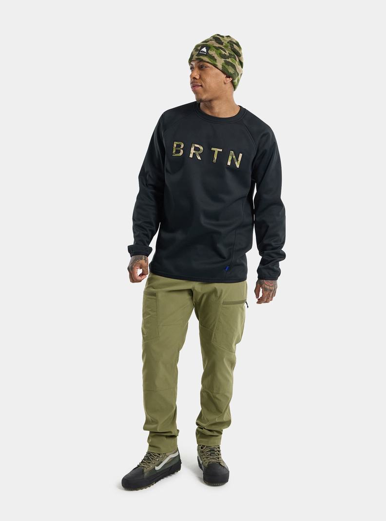 Black Burton Crown Weatherproof Pullover Crew Men's Sweatshirts | WRICJQ596