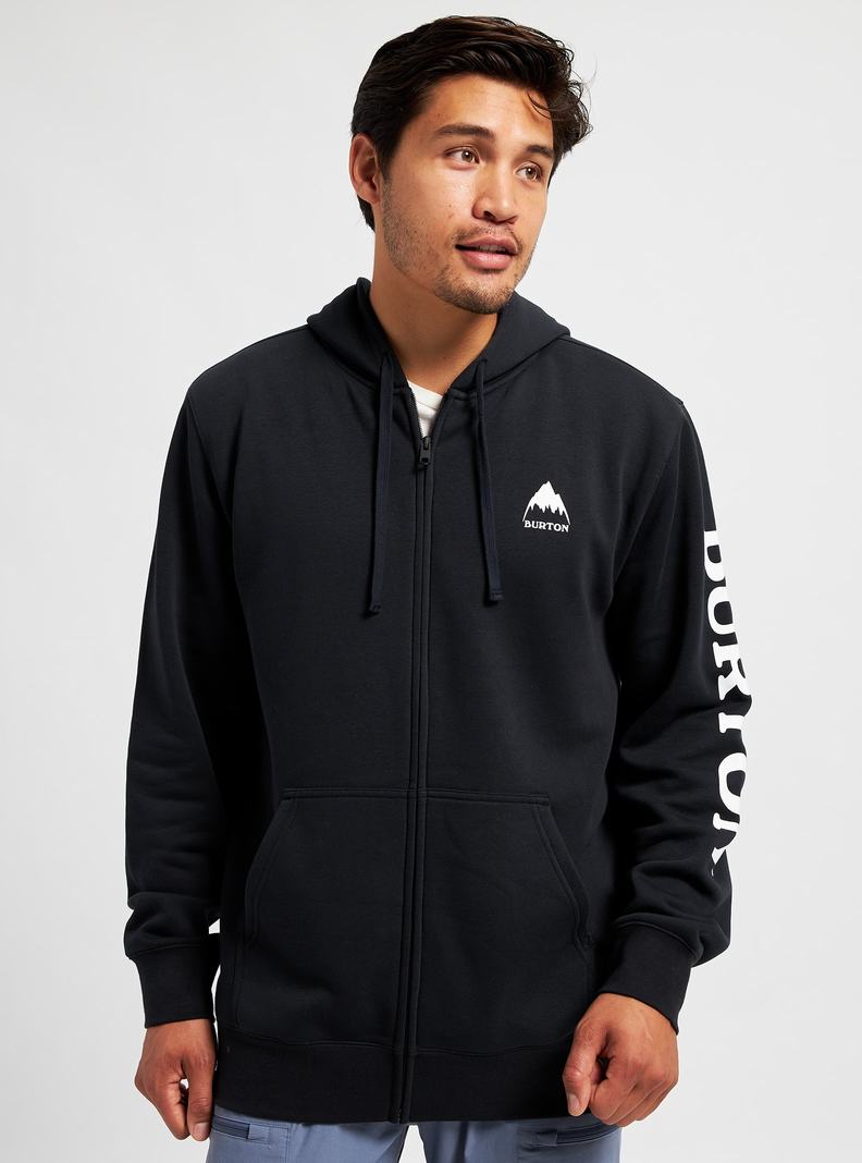 Black Burton Elite Full-Zip Men's Hoodies | LWDBIF976