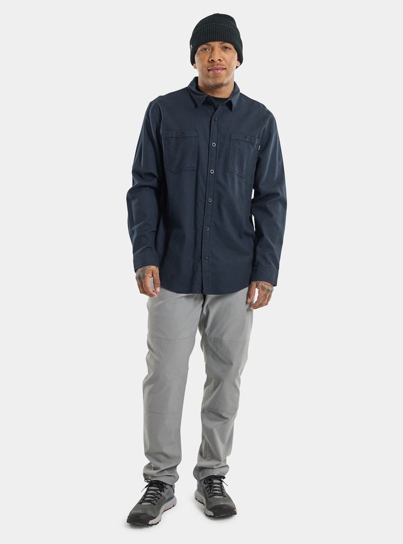 Black Burton Favorite Long Sleeve Flannel Men's Shirts | BEMWUA981