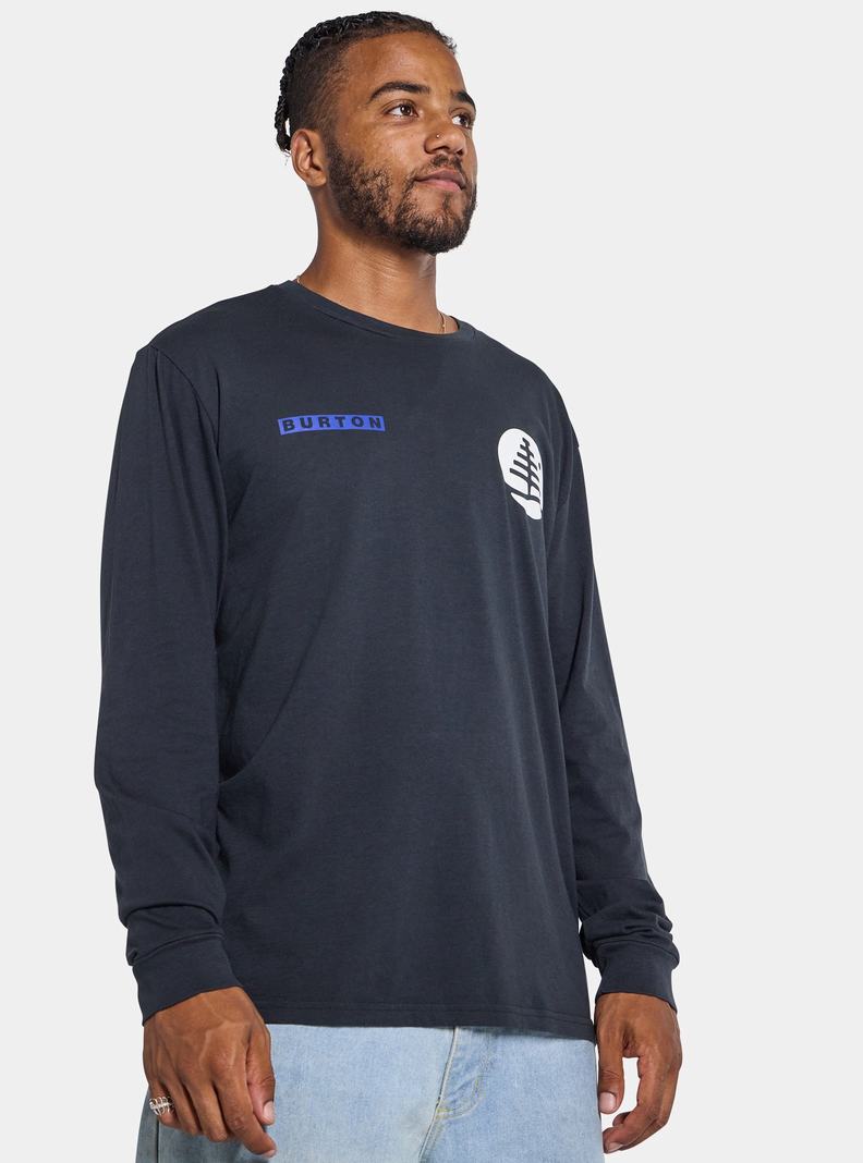 Black Burton Forager Long Sleeve Men's T-Shirts | YLNUFM693