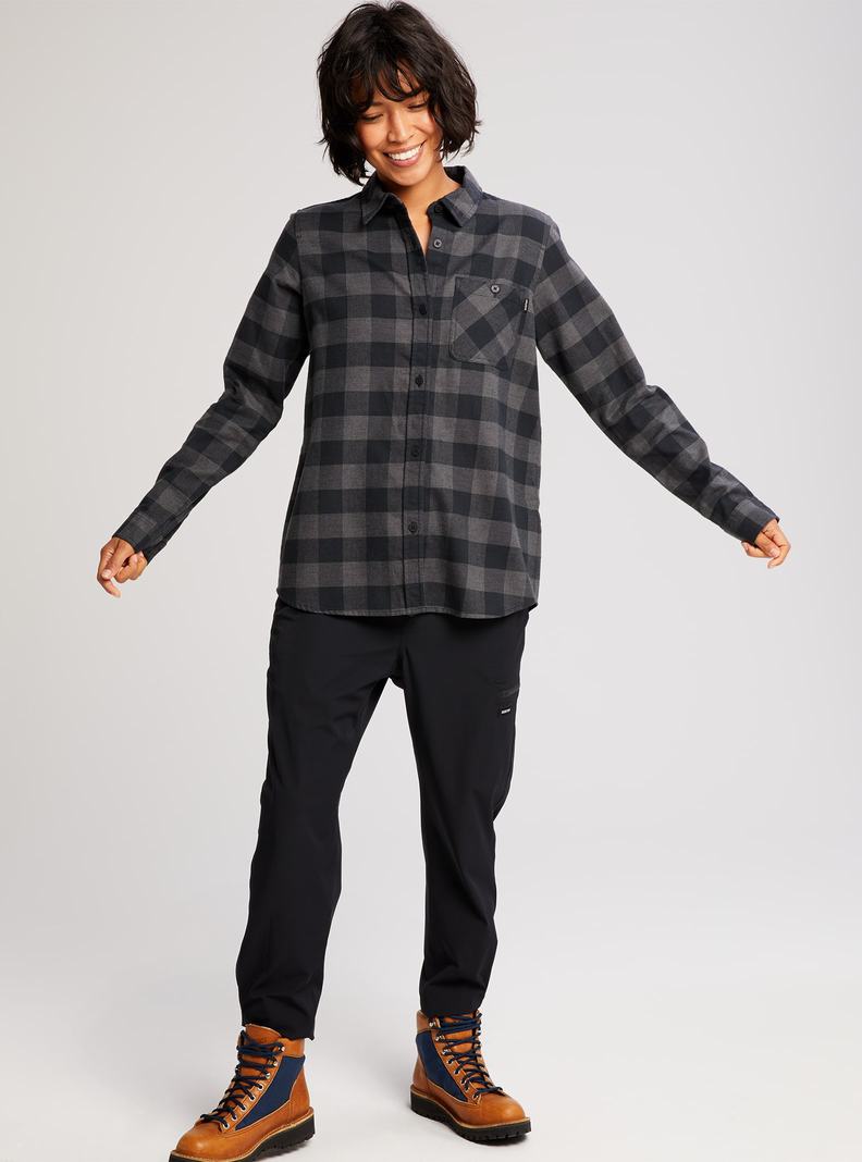 Black Burton Grace Long Sleeve Flannel Women's Shirts | QOCTPL695