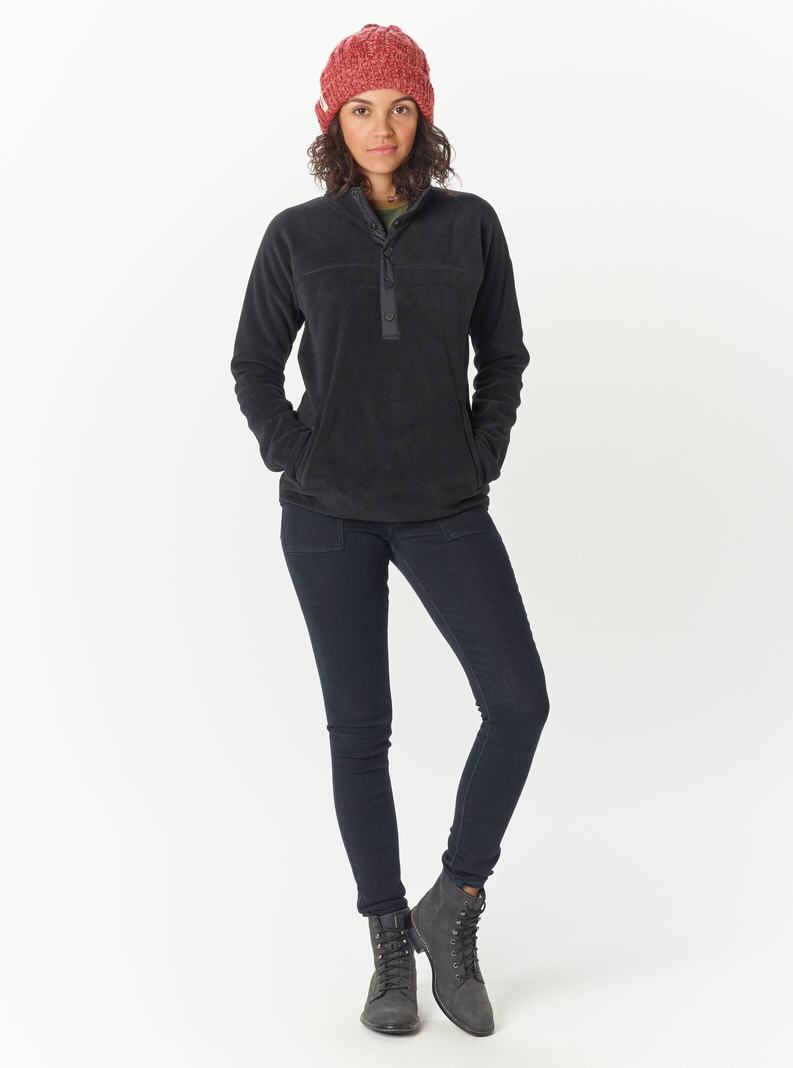 Black Burton Hearth Fleece Pullover Women's Sweatshirts | NUPBVG630