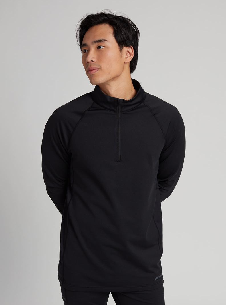 Black Burton Heavyweight X Base Layer Quarter-Zip Men's Base Layer Top | CJDVLB047