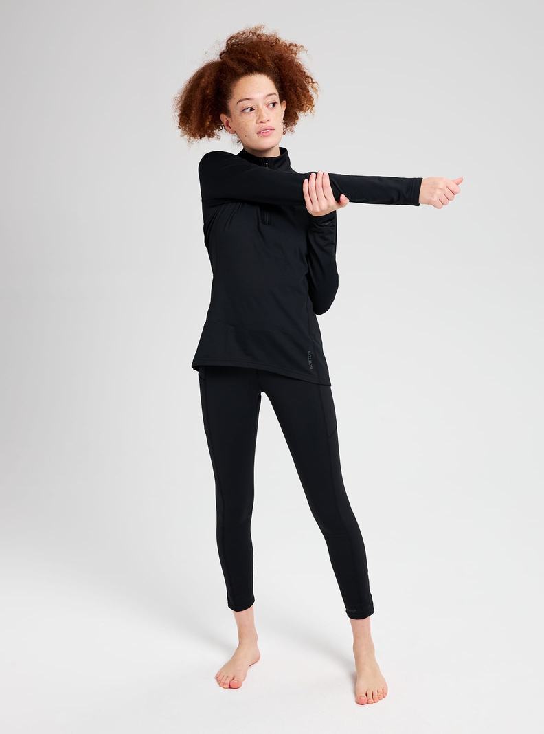 Black Burton Heavyweight X Base Layer Quarter-Zip Women's Base Layer Top | YERQTA369