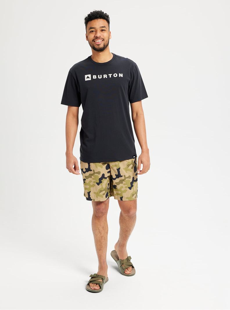 Black Burton Horizontal Mountain Short Sleeve Men's T-Shirts | JABDOX480