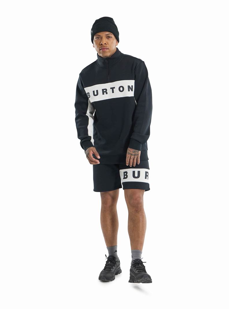 Black Burton Lowball Quarter-Zip Fleece Men's Sweatshirts | BQRDVX520