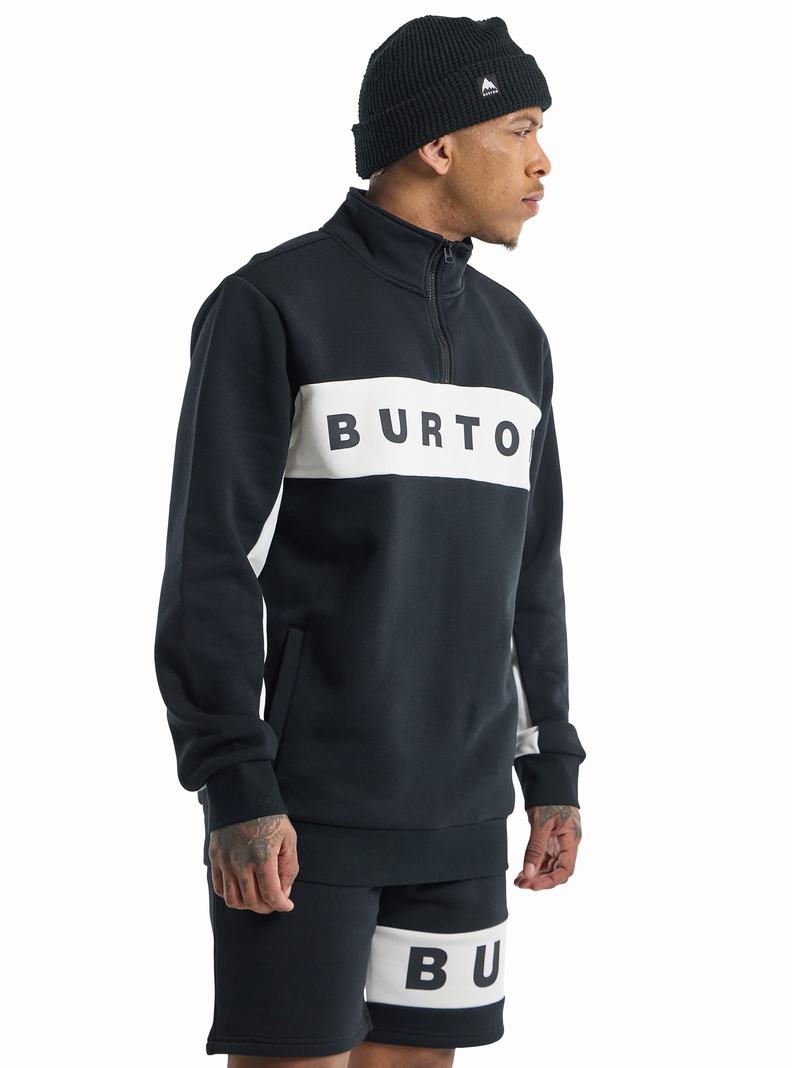 Black Burton Lowball Quarter-Zip Fleece Men's Sweatshirts | BQRDVX520