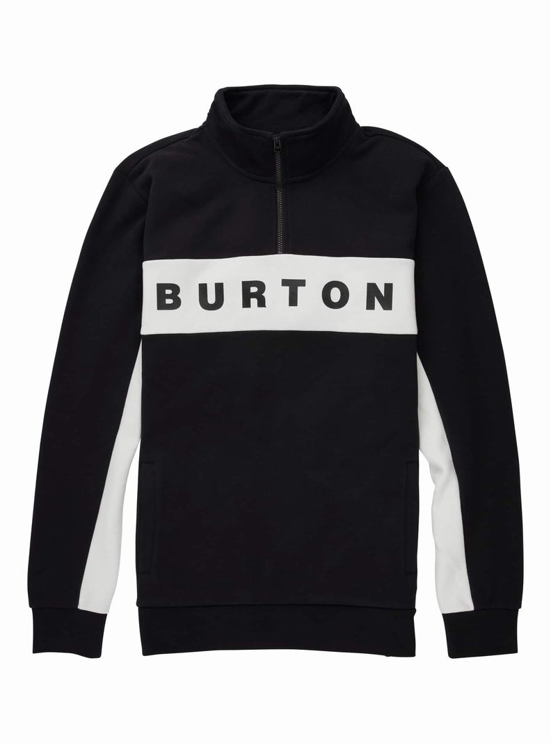 Black Burton Lowball Quarter-Zip Fleece Men\'s Sweatshirts | BQRDVX520