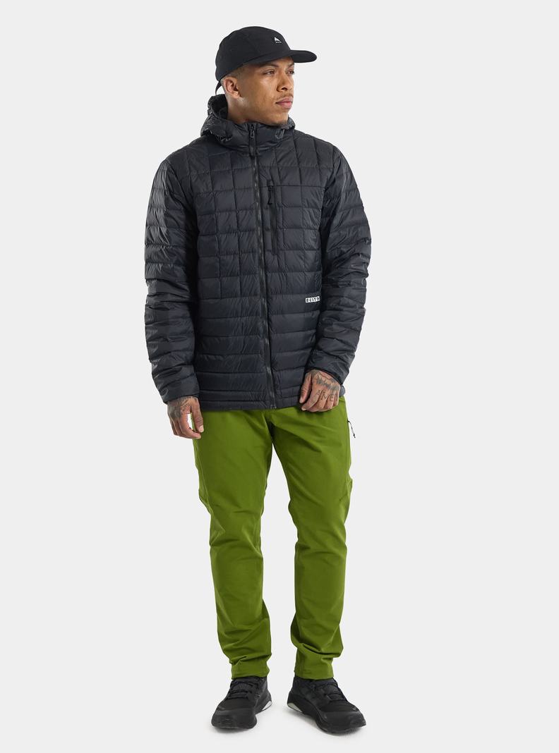 Black Burton Mid-Heat Hooded Down Insulated Men's Ski Jackets | BXLDMI780