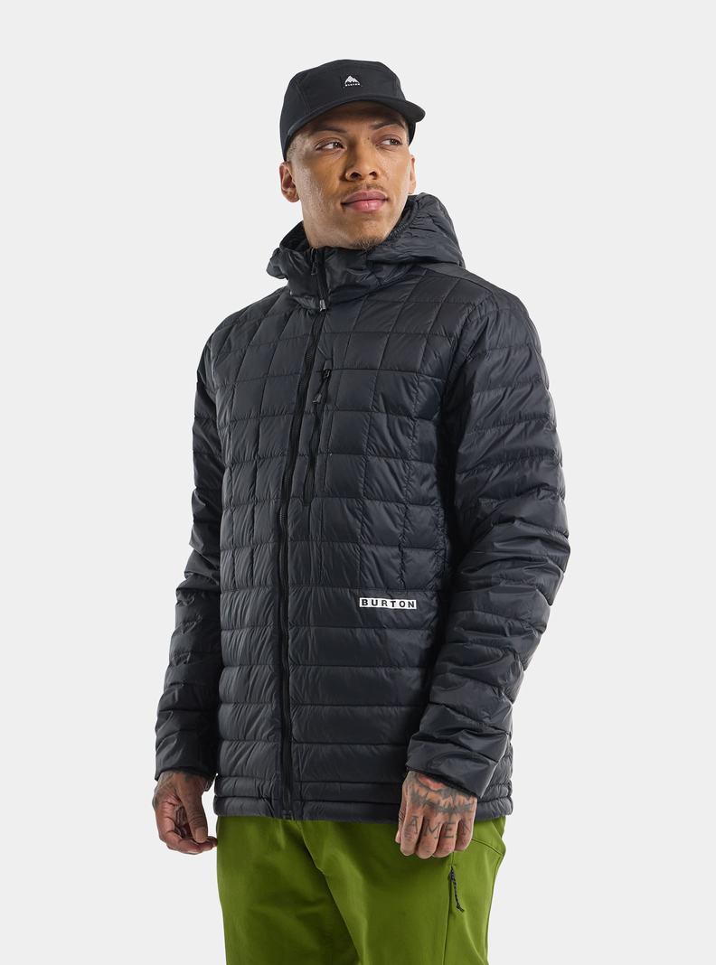 Black Burton Mid-Heat Hooded Down Insulated Men's Ski Jackets | BXLDMI780