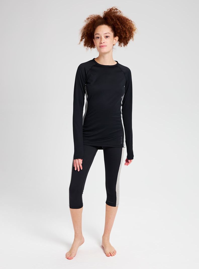 Black Burton Midweight X Base Layer Crewneck Women's Base Layer Top | XLVZDT978