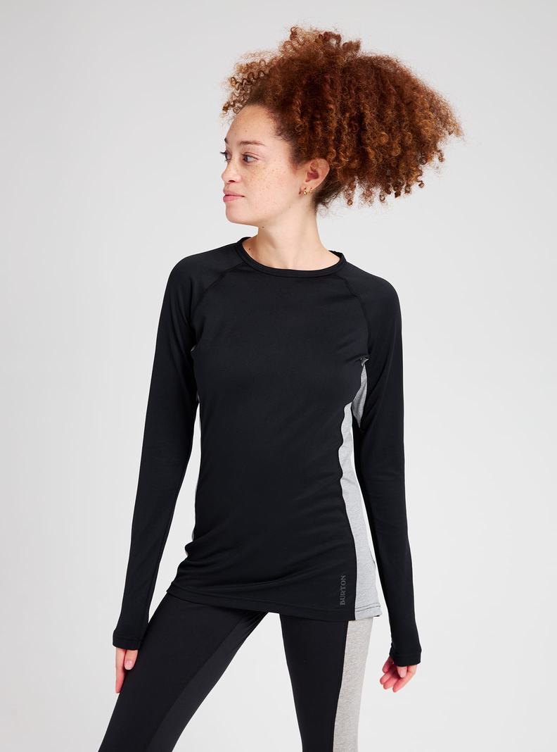 Black Burton Midweight X Base Layer Crewneck Women's Base Layer Top | XLVZDT978