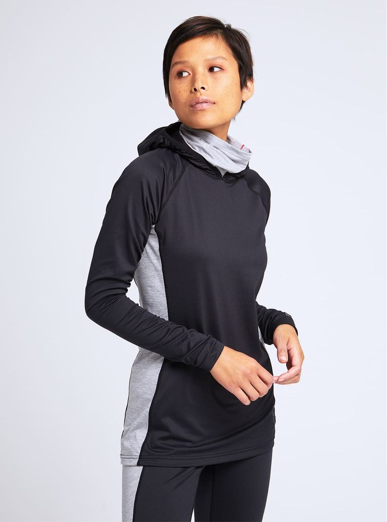 Black Burton Midweight X Base Layer Long Neck Hoodie Women's Base Layer Top | CXOQDN731