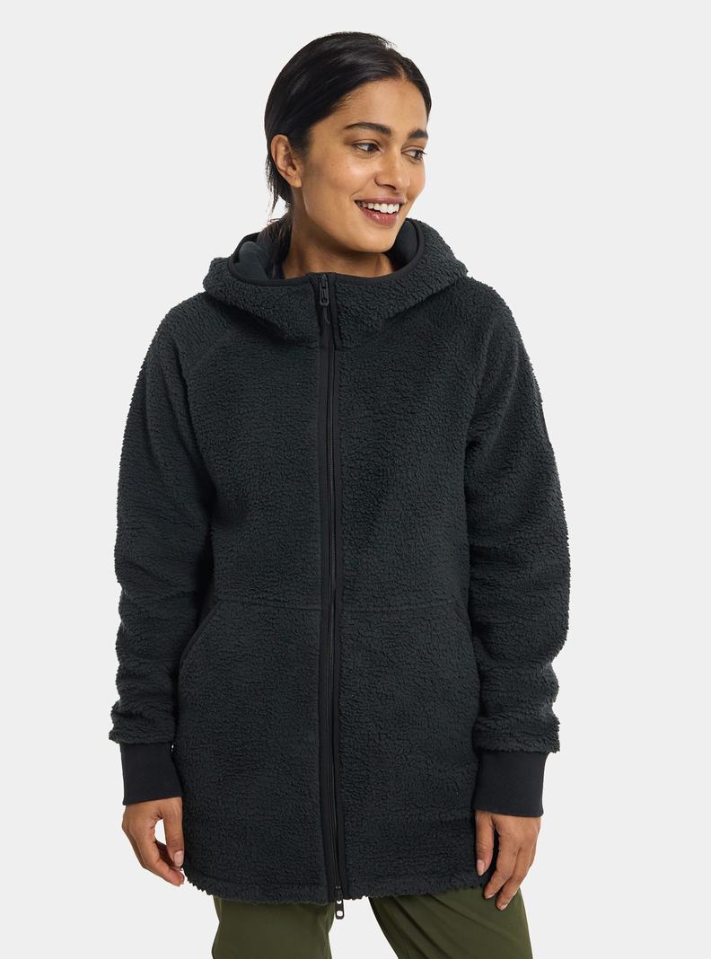 Black Burton Minxy Full-Zip Fleece Women's Sweatshirts | TPYHBM645