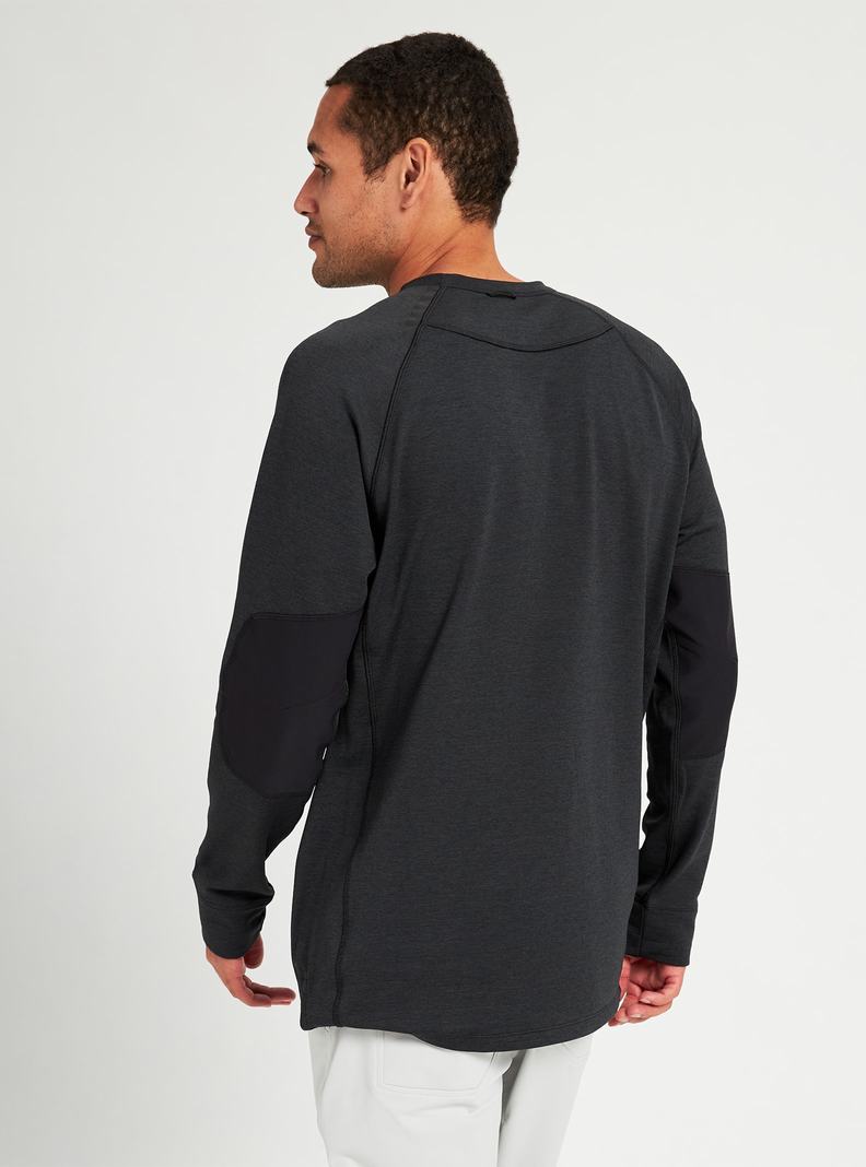 Black Burton Multipath Grid Crewneck Fleece Men's Sweatshirts | LXPGIW701