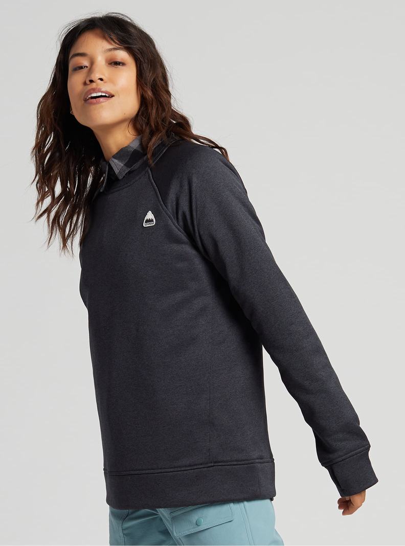 Black Burton Oak Crewneck Fleece Women's Sweatshirts | HPYZEN750