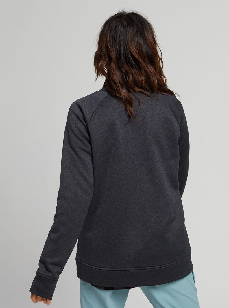 Black Burton Oak Crewneck Fleece Women's Sweatshirts | HPYZEN750