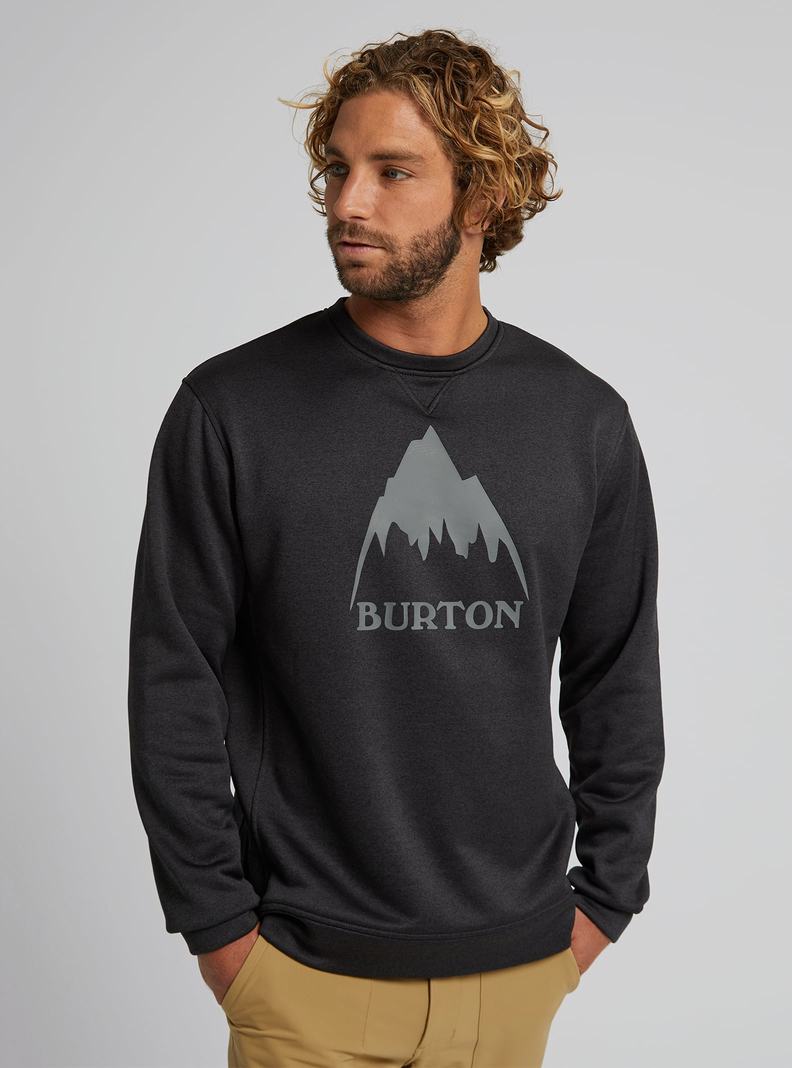 Black Burton Oak Pullover Crew Men's Sweatshirts | MDSHNC516