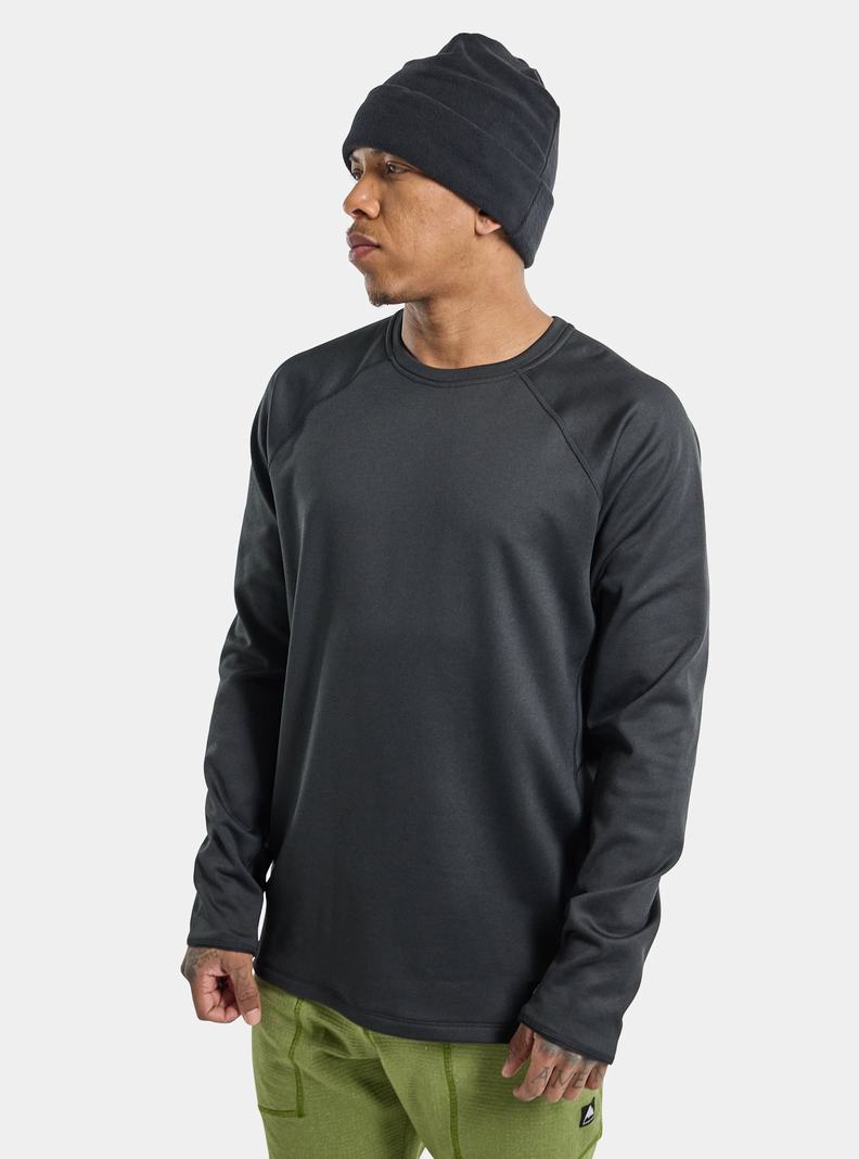 Black Burton Stockrun Crew Men's Fleece | DGUJPE158