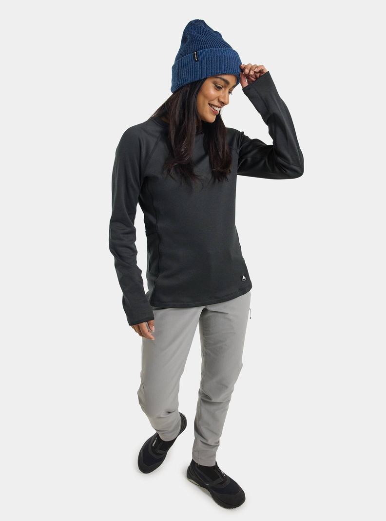 Black Burton Stockrun Crewneck Fleece Women's Sweatshirts | EAMODS394