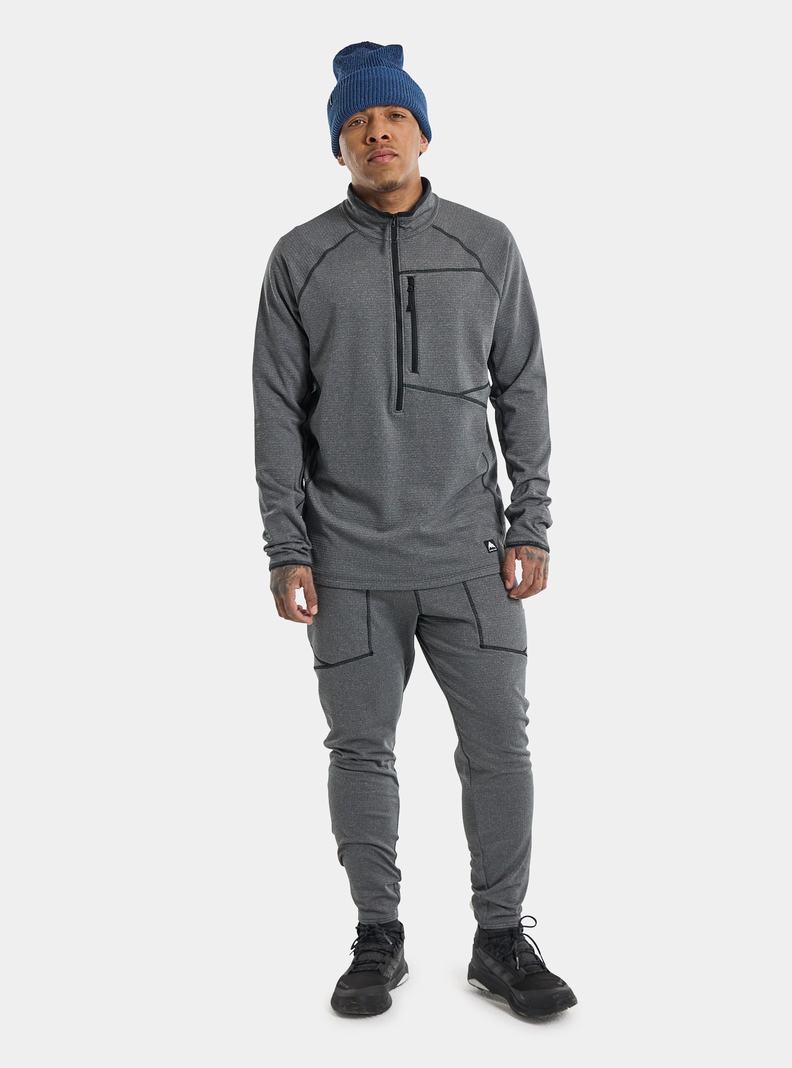 Black Burton Stockrun Grid Half-Zip Men's Fleece | QCXVBI854