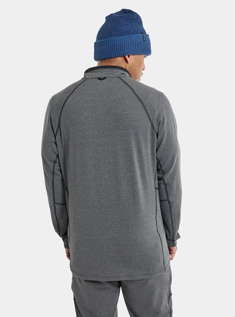 Black Burton Stockrun Grid Half-Zip Men's Fleece | QCXVBI854