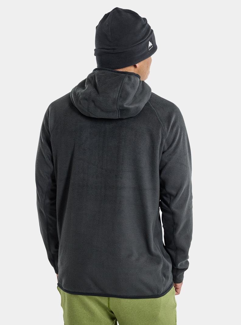 Black Burton Stockrun Warmest Hooded Full-Zip Men's Fleece | WTIEHL870