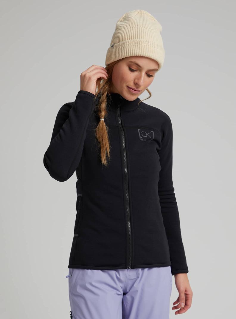 Black Burton [ak] Baker Power Stretch® Full-Zip Fleece Women's Sweatshirts | QEOHXC601